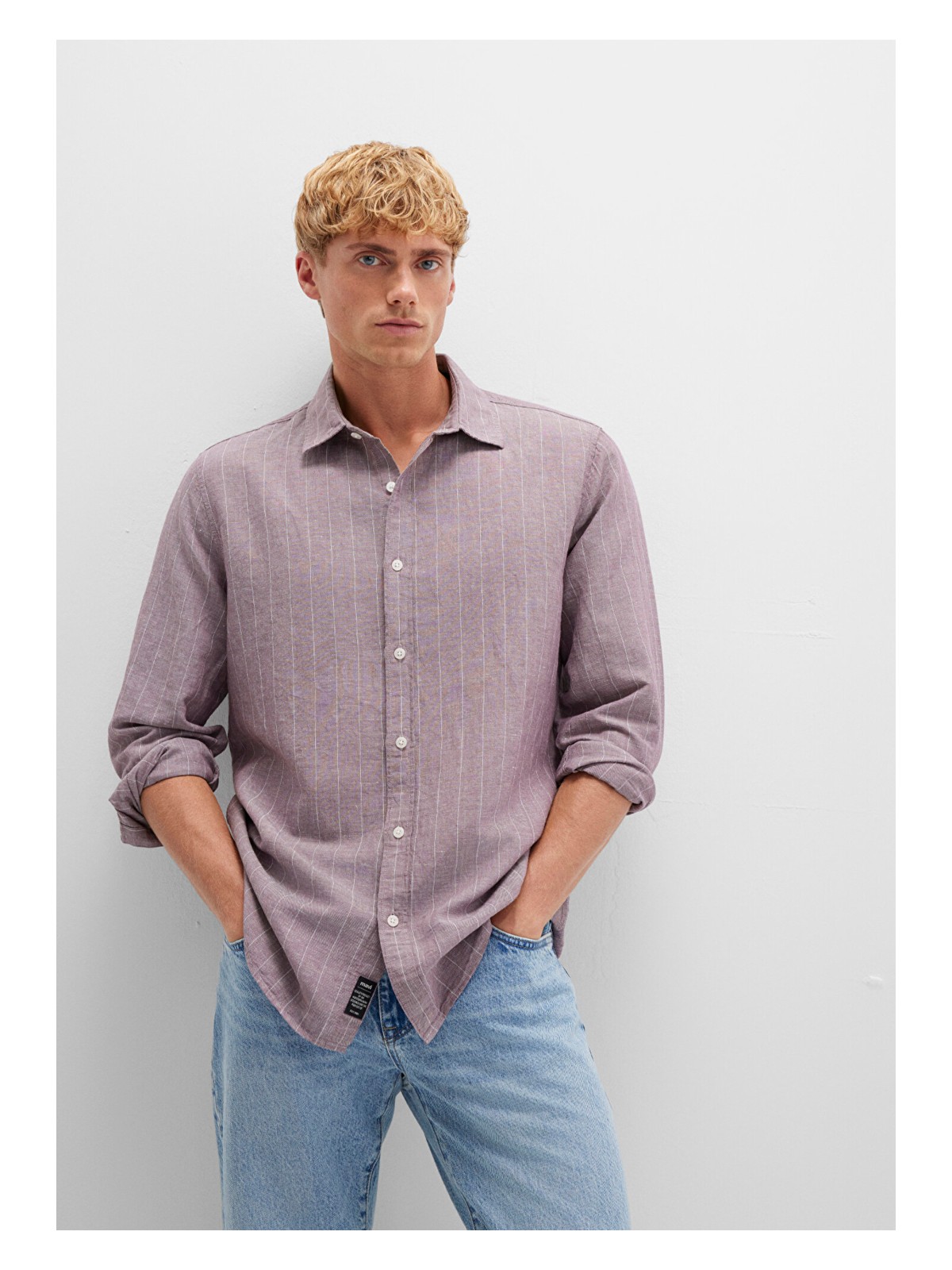 Mavi Çizgili Mor Gömlek 0211704-90926