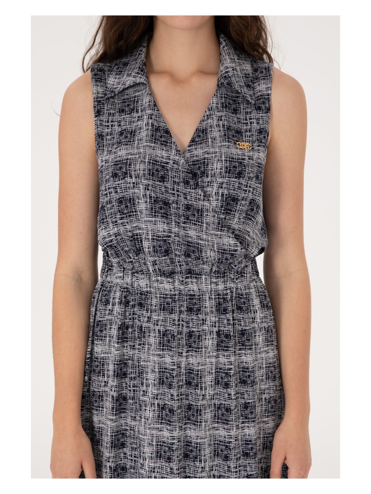 U.S. Polo Assn. Kadın Lacivert Polo Yaka Midi Boy Dokuma Elbise 50306638-VR033 - Görsel 5
