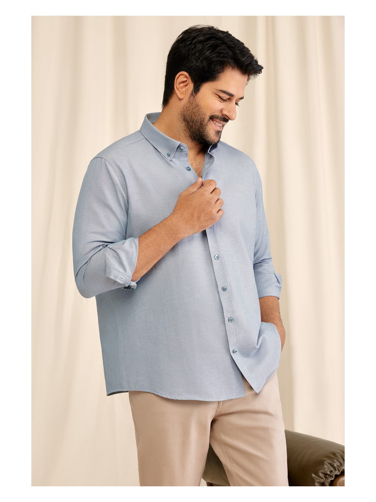 Altınyıldız Classics Erkek Beyaz Düğmeli Yaka Kolay Ütülenebilir Pamuklu Slim Fit Dar Kesim Oxford Gömlek - Görsel 8