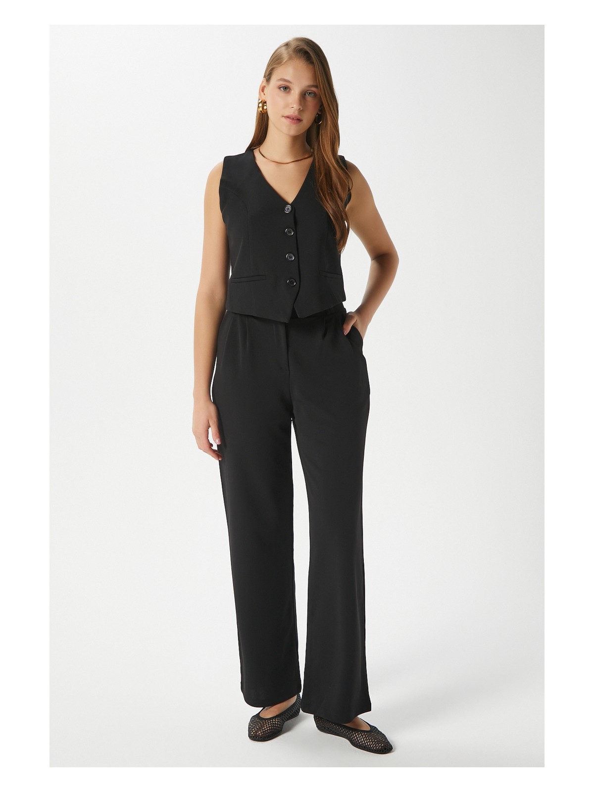 Ritnice Kadın Petra Sarı Yelek Likralı Pantolon Alt Üst Takım - Görsel 5