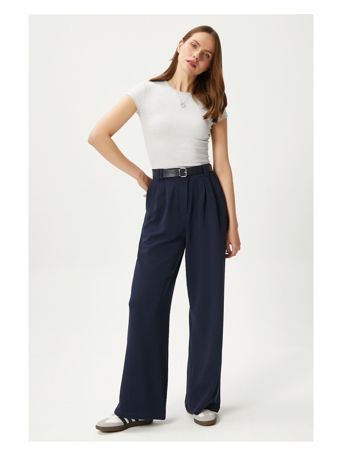 Ritnice Kadın Rena Kemerli Likralı Bordo Palazzo Pantolon - Görsel 4