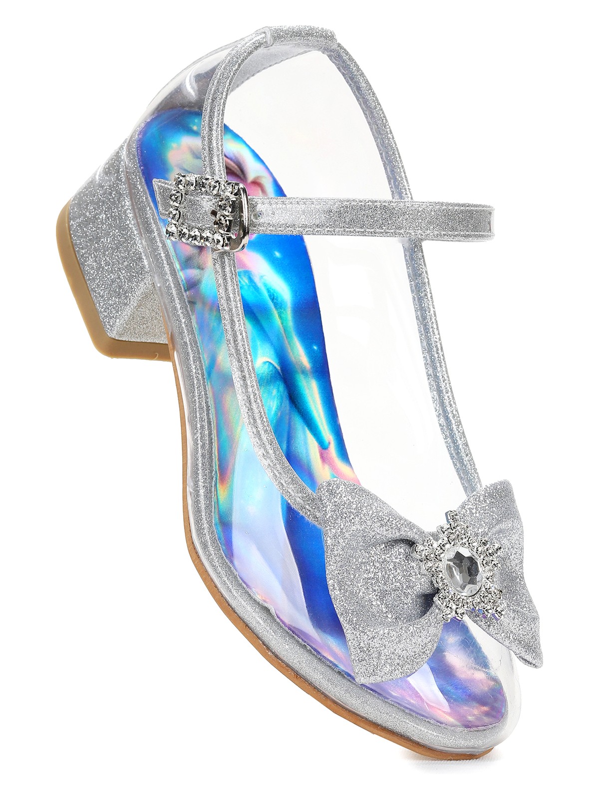 Kiko Kids Asel Kız Çocuk Simli Topuklu Abiye Şeffaf Ayakkabı