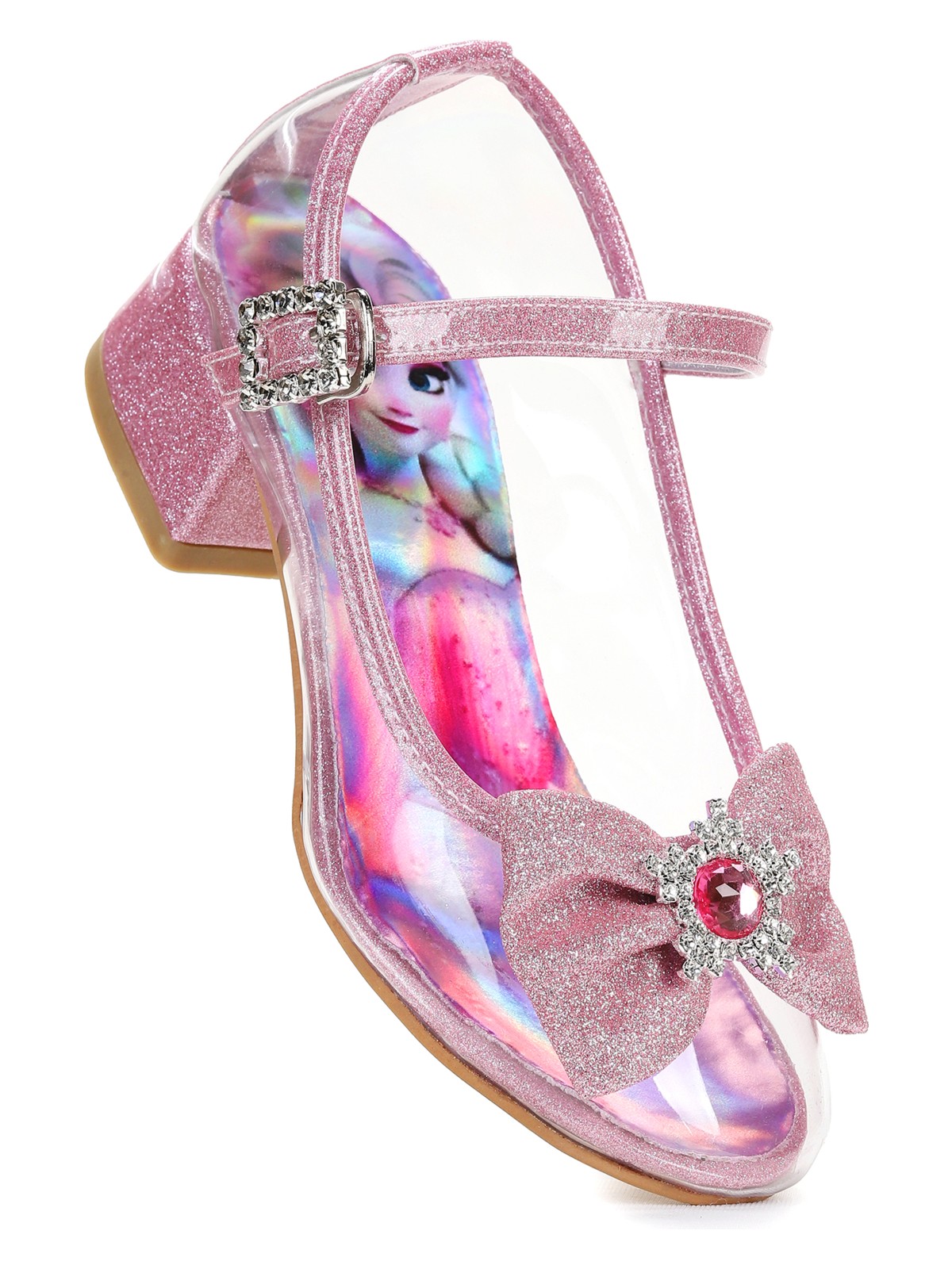 Kiko Kids Asel Kız Çocuk Simli Topuklu Abiye Şeffaf Ayakkabı - Görsel 4