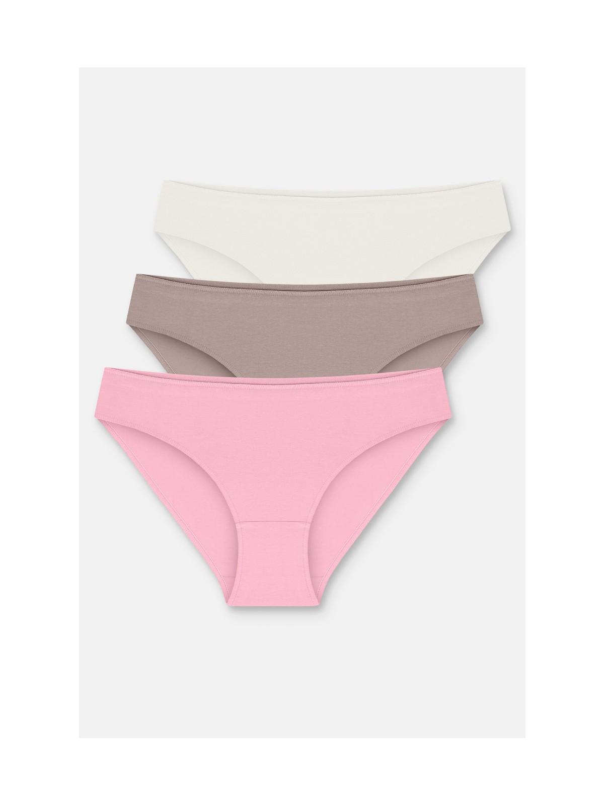 Suwen 3'lü Paket Slip Külot - Ekru - Vizon - Pembe XL