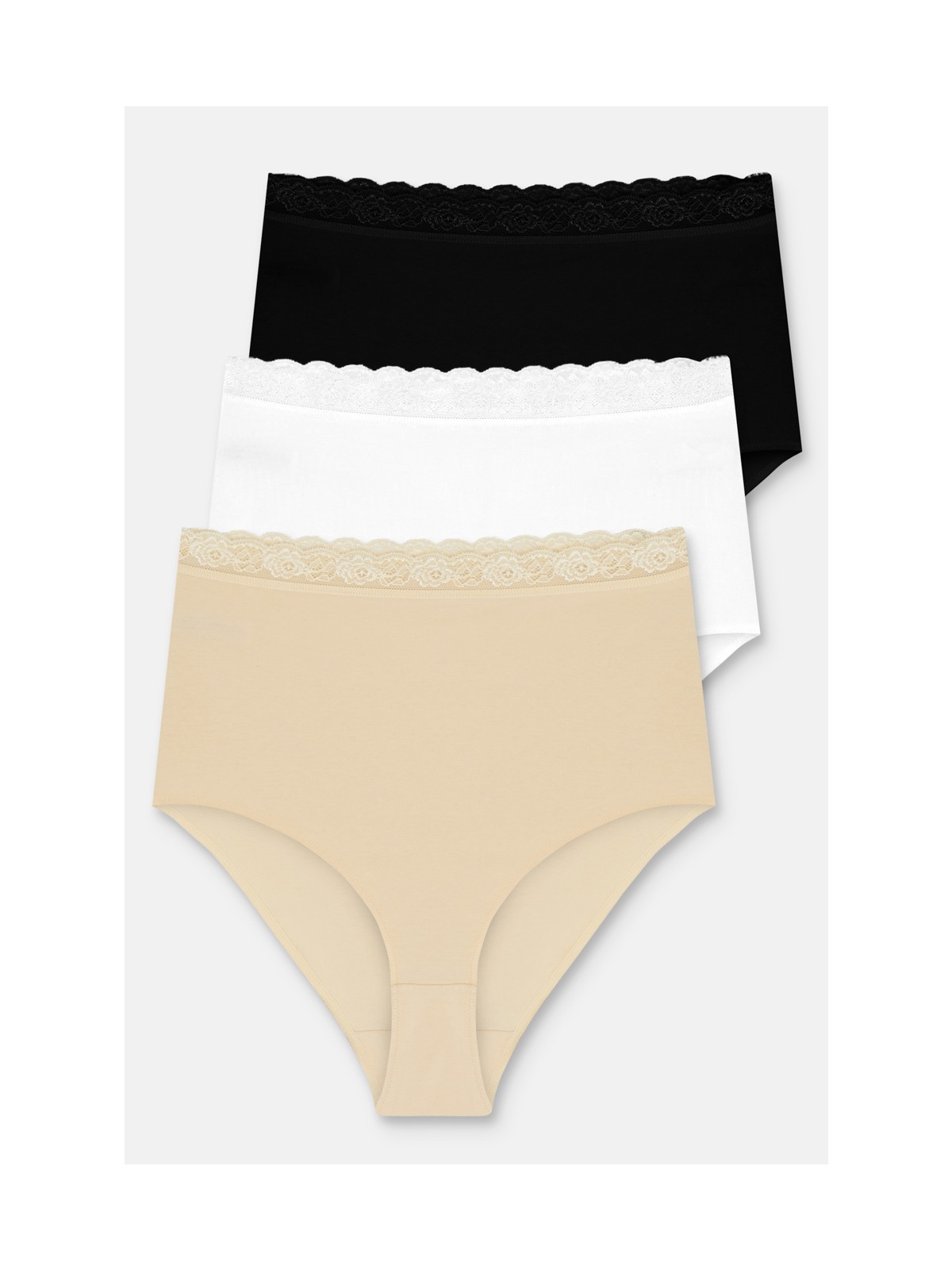 Suwen 3 Lü Paket Pamuklu Yüksek Bel Slip Külot - Görsel 3