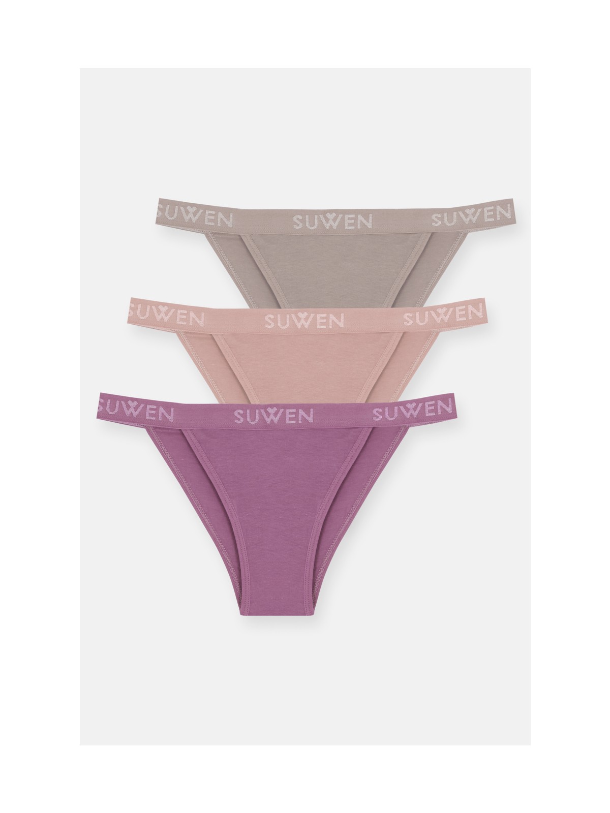 Suwen 3 Lü Pamuklu Slip Külot Yumuşak Dokulu %95 Pamuk %5 Elastan Kadın İçin Rahat Tasarım