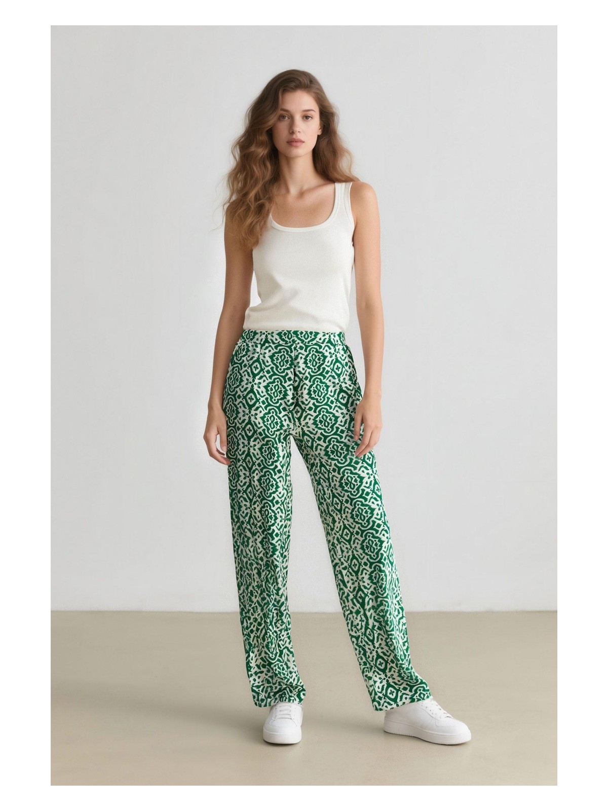 DeFacto Regular Fit Geniş Bol Paça Desenli Palazzo Pantolon D4631AX25SP