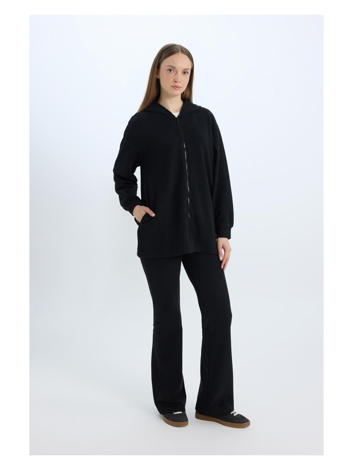 DeFacto Wide Leg Geniş Paça Beli Lastikli Uzun Boy Pantolon E4387AX24WN - Görsel 3