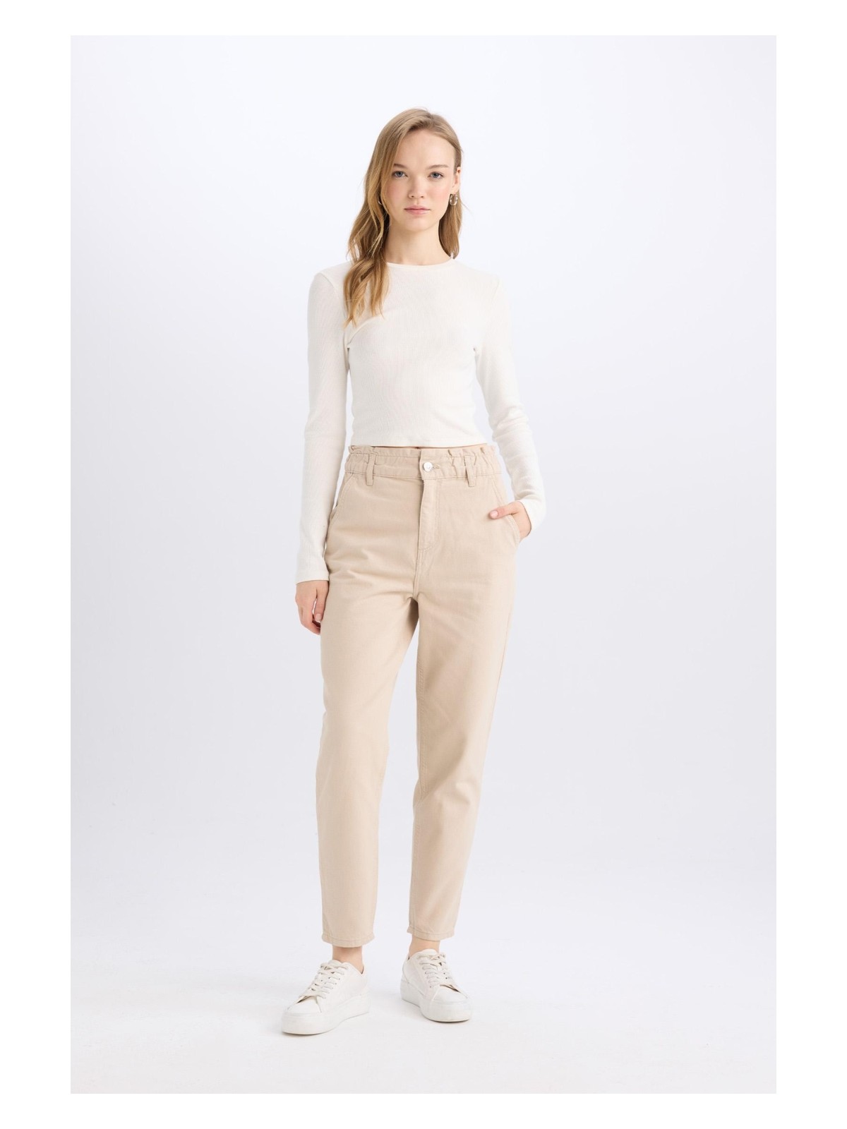 DeFacto %100 Pamuk Paperbag Gabardin Kumaş Pantolon S2790AZ25SP