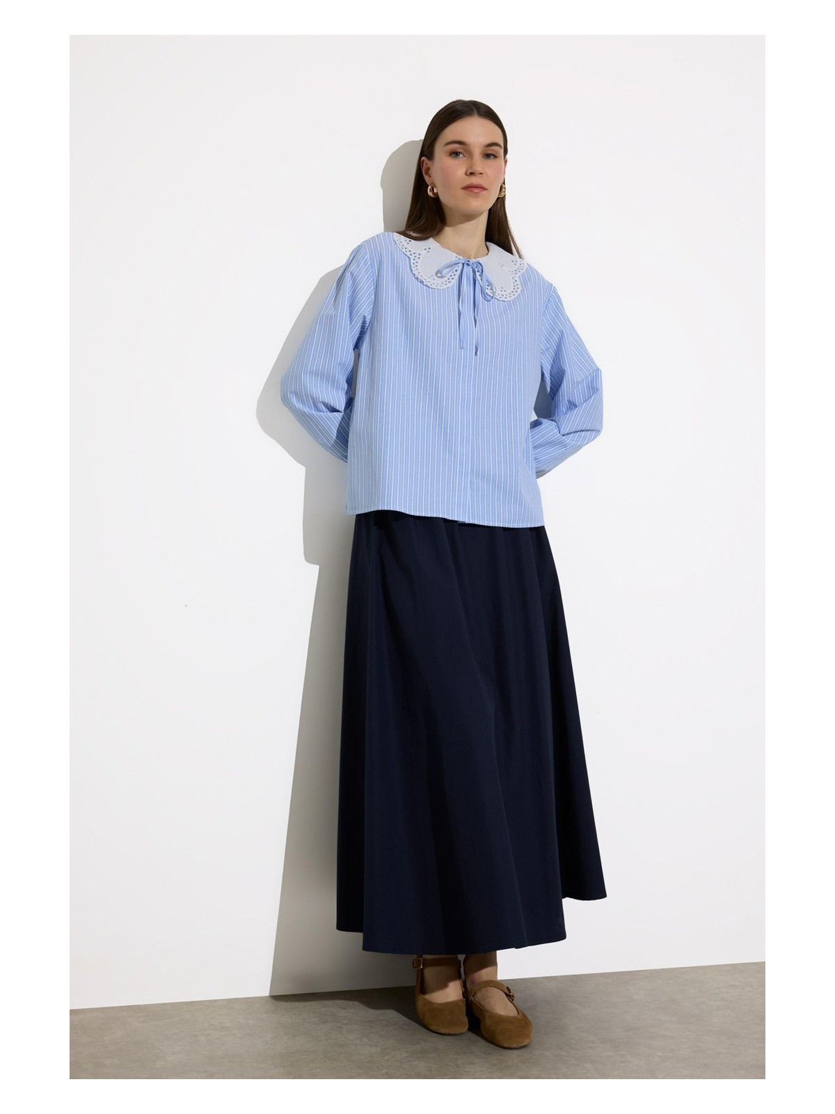 DeFacto A Kesim Basic Düz Poplin Maxi Tesettür Etek E4369AX25SP