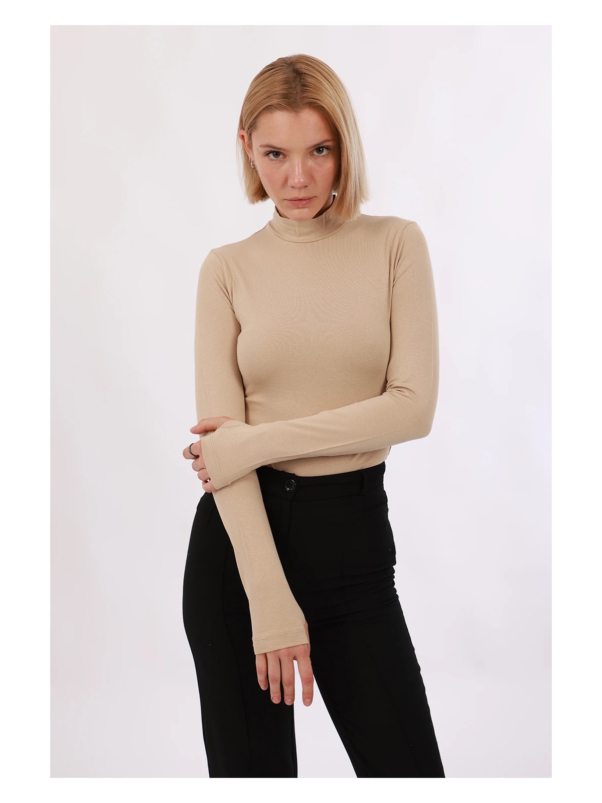 Yade Fashion Kadın Parmak Detaylı Body - Görsel 8