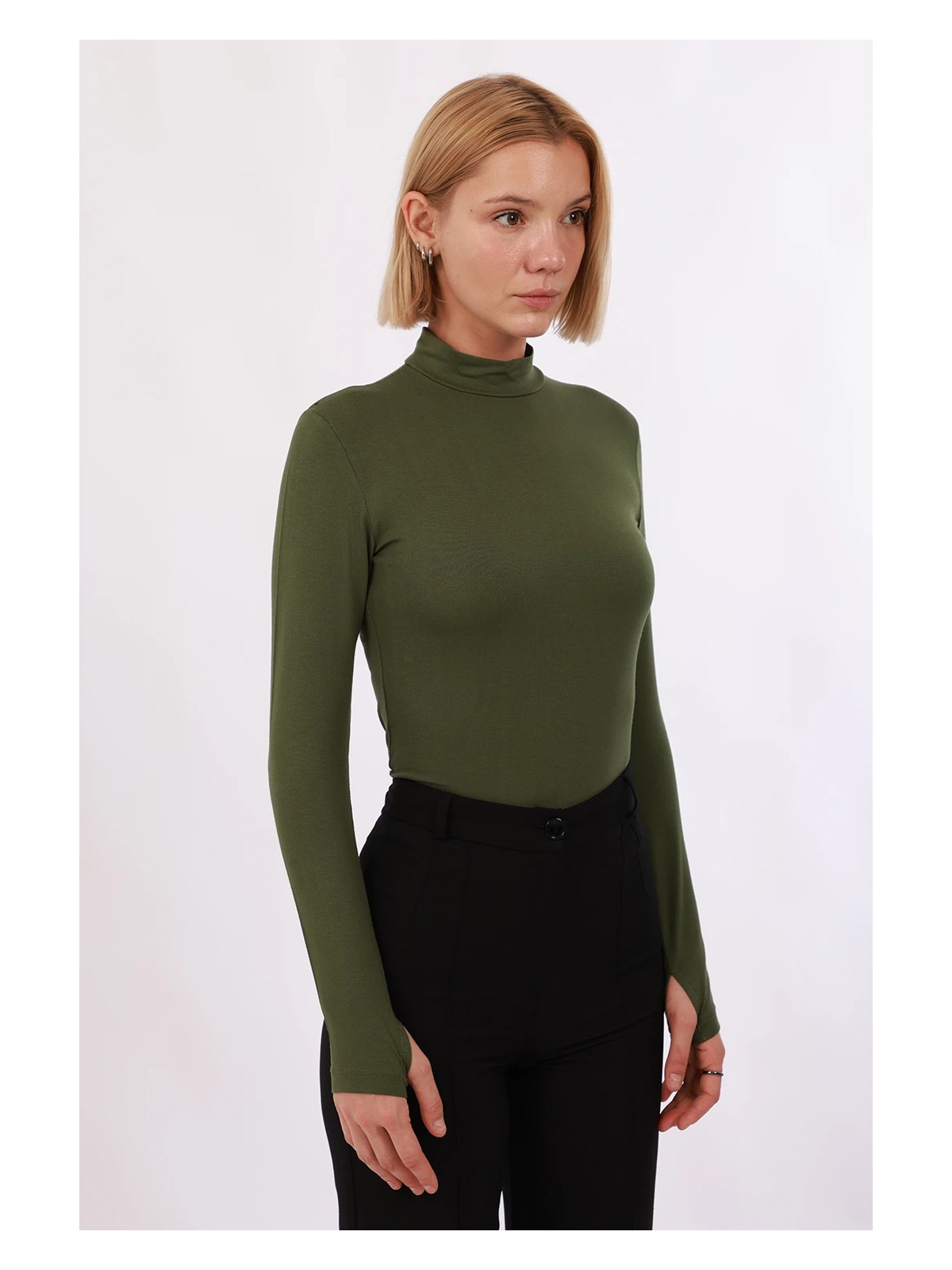 Yade Fashion Kadın Parmak Detaylı Body - Görsel 3