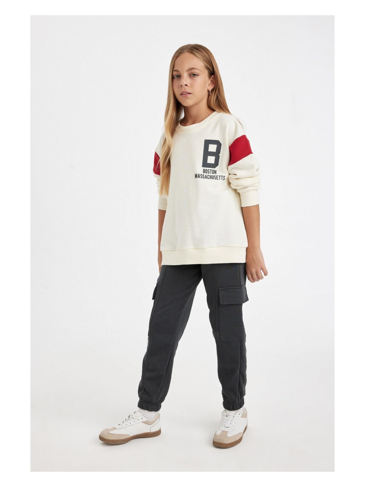 DeFacto Kargo Cepli Beli Paçası Lastikli Jogger Eşofman Altı Kız Çocuk D3202A824WN