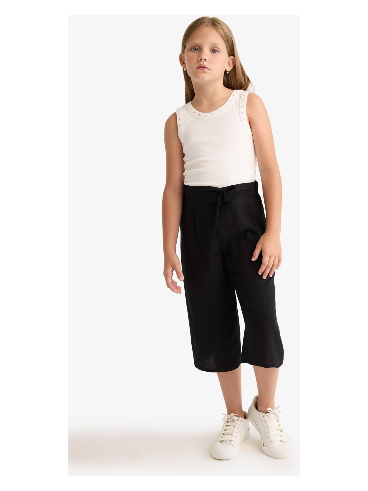 DeFacto Culotte Geniş Paça Viskon Kapri Kız Çocuk T3877A625SM - Görsel 4