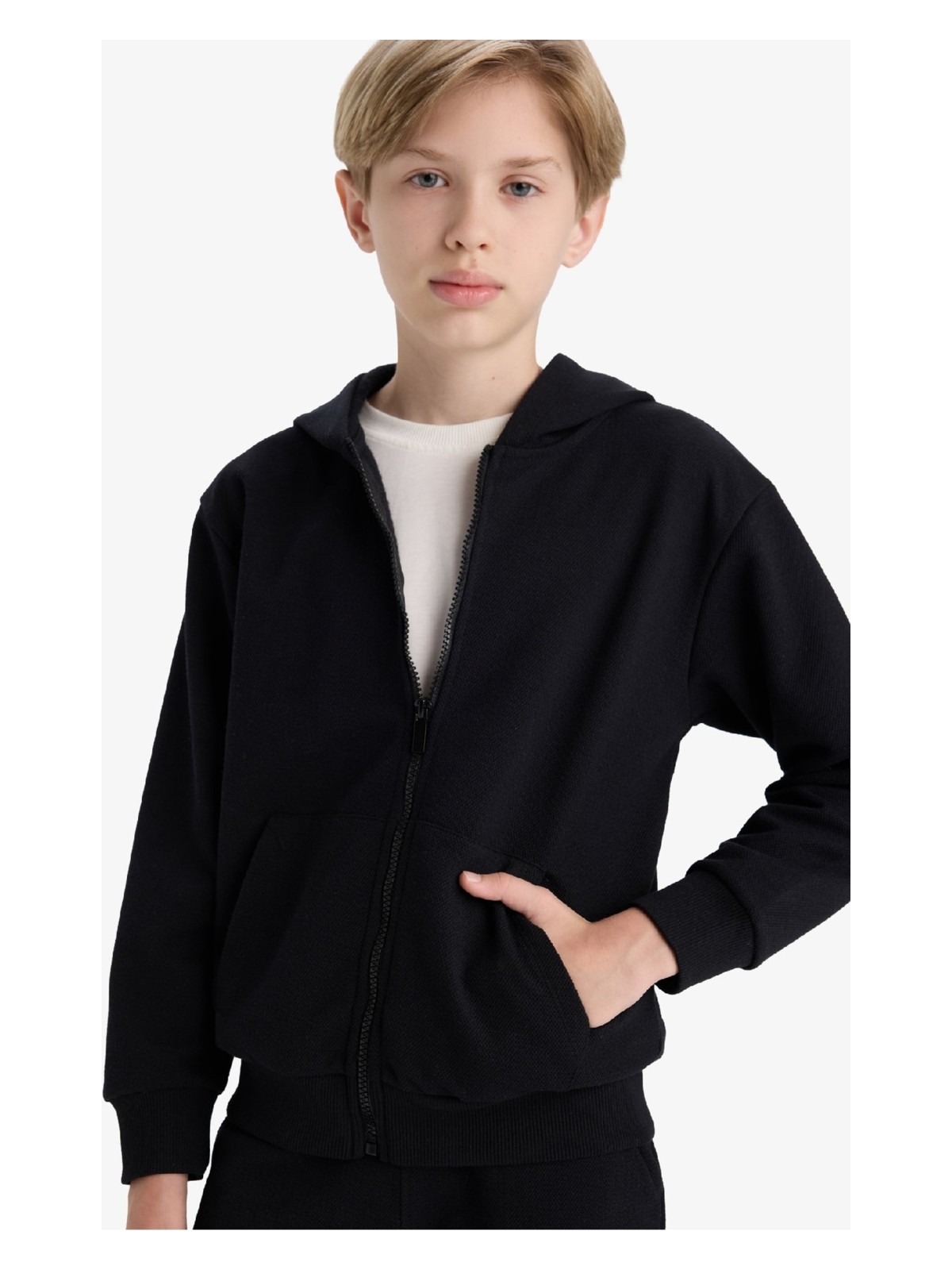 DeFacto Kapüşonlu Okul Fermuarlı Sweatshirt Erkek Çocuk X5844A625AU - Görsel 3