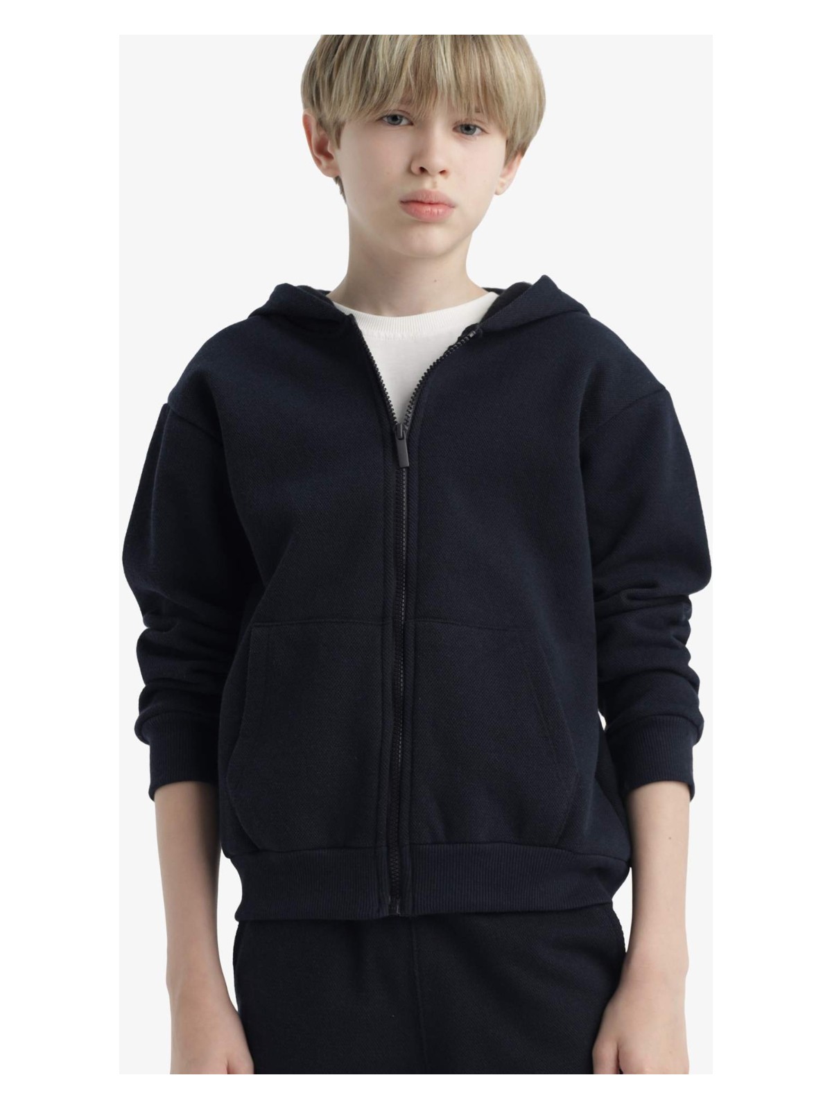 DeFacto Kapüşonlu Okul Fermuarlı Sweatshirt Erkek Çocuk X5844A625AU - Görsel 4