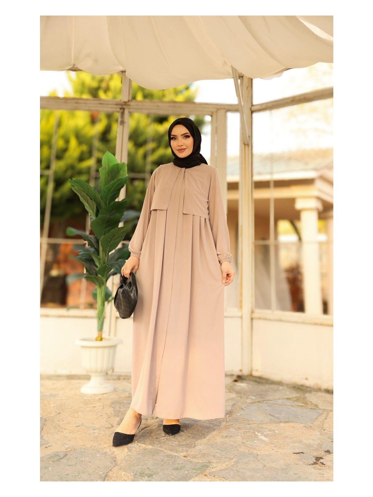 Eslemnur Hac ve Umrelik Cepkenli Medine Ipeği Ferace - Görsel 4