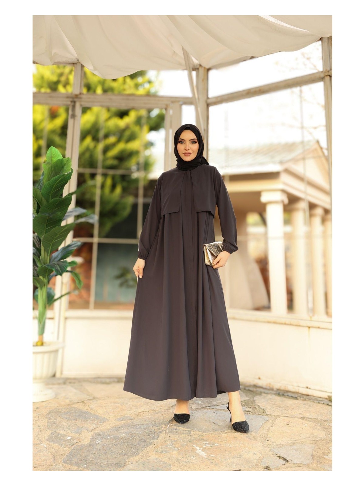 Eslemnur Hac ve Umrelik Cepkenli Medine Ipeği Ferace - Görsel 6