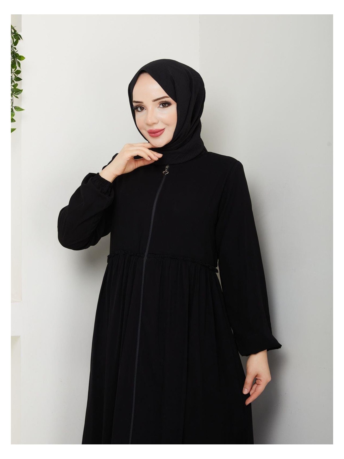 Eslemnur Hac ve Umrelik Büzgü Detaylı Medine Ipeği Ferace - Görsel 3