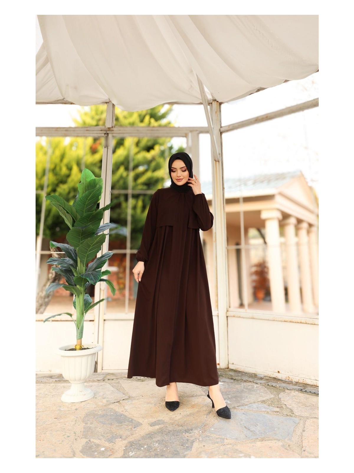 Eslemnur Hac ve Umrelik Cepkenli Medine Ipeği Ferace - Görsel 3