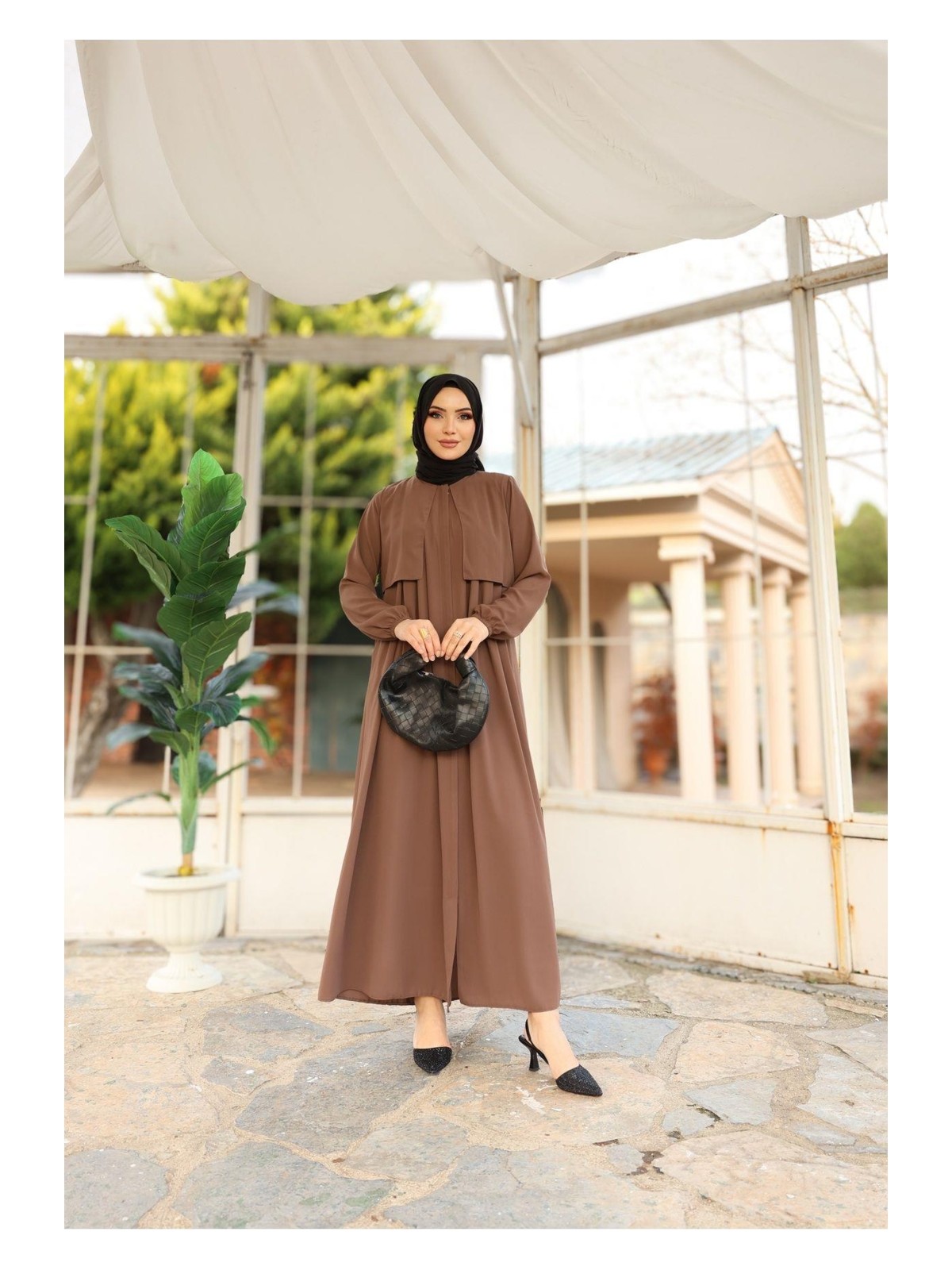 Eslemnur Hac ve Umrelik Cepkenli Medine Ipeği Ferace - Görsel 5