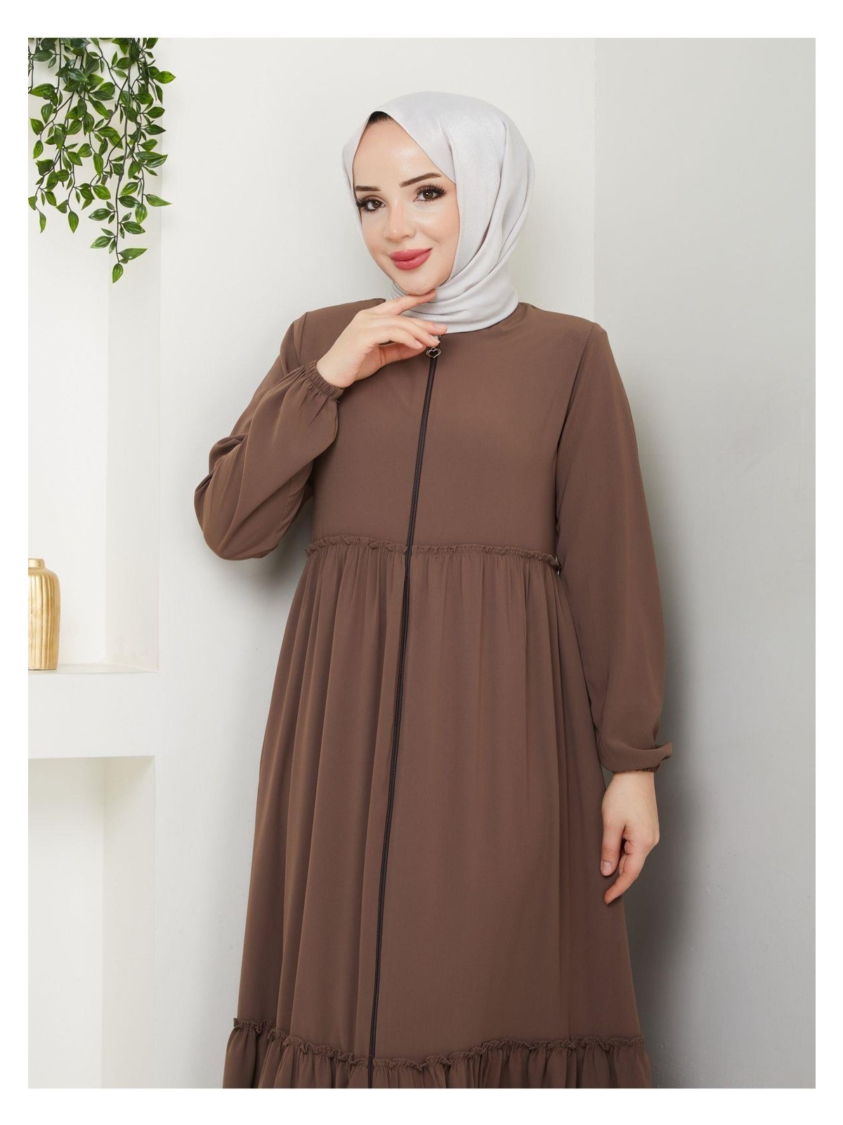 Eslemnur Hac ve Umrelik Büzgü Detaylı Medine Ipeği Ferace - Görsel 8