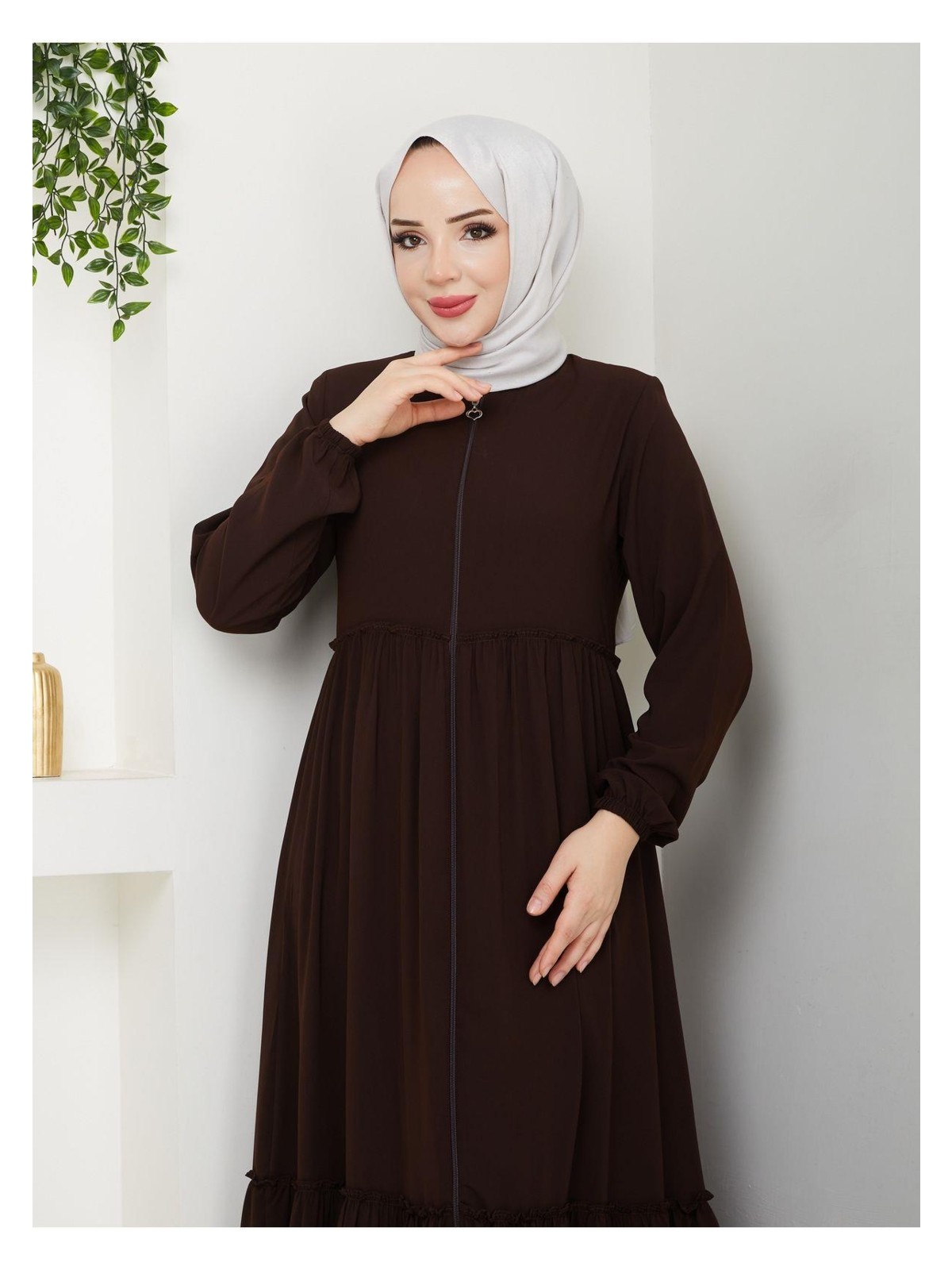 Eslemnur Hac ve Umrelik Büzgü Detaylı Medine Ipeği Ferace - Görsel 7