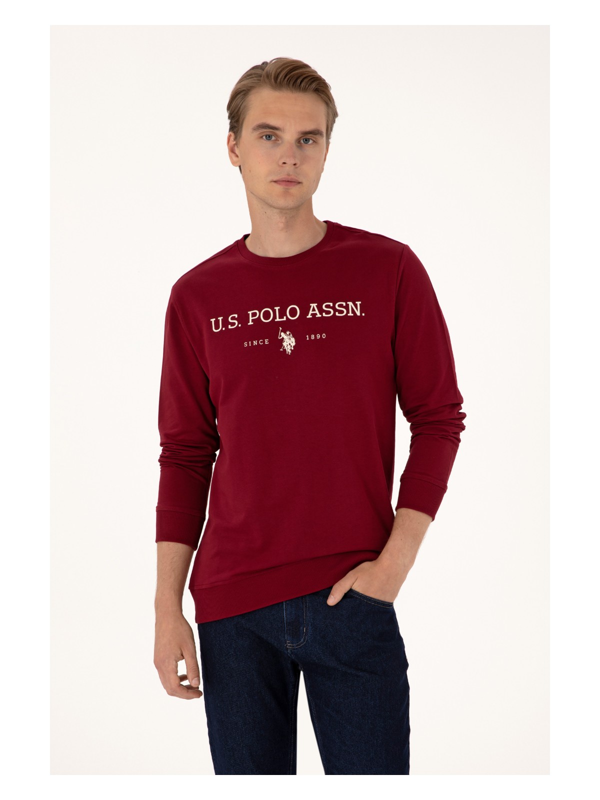 U.S. Polo Assn. Erkek Regular Fit Bisiklet Yaka Siyah İnce Basic Sweatshirt 50313743-VR046 - Görsel 5