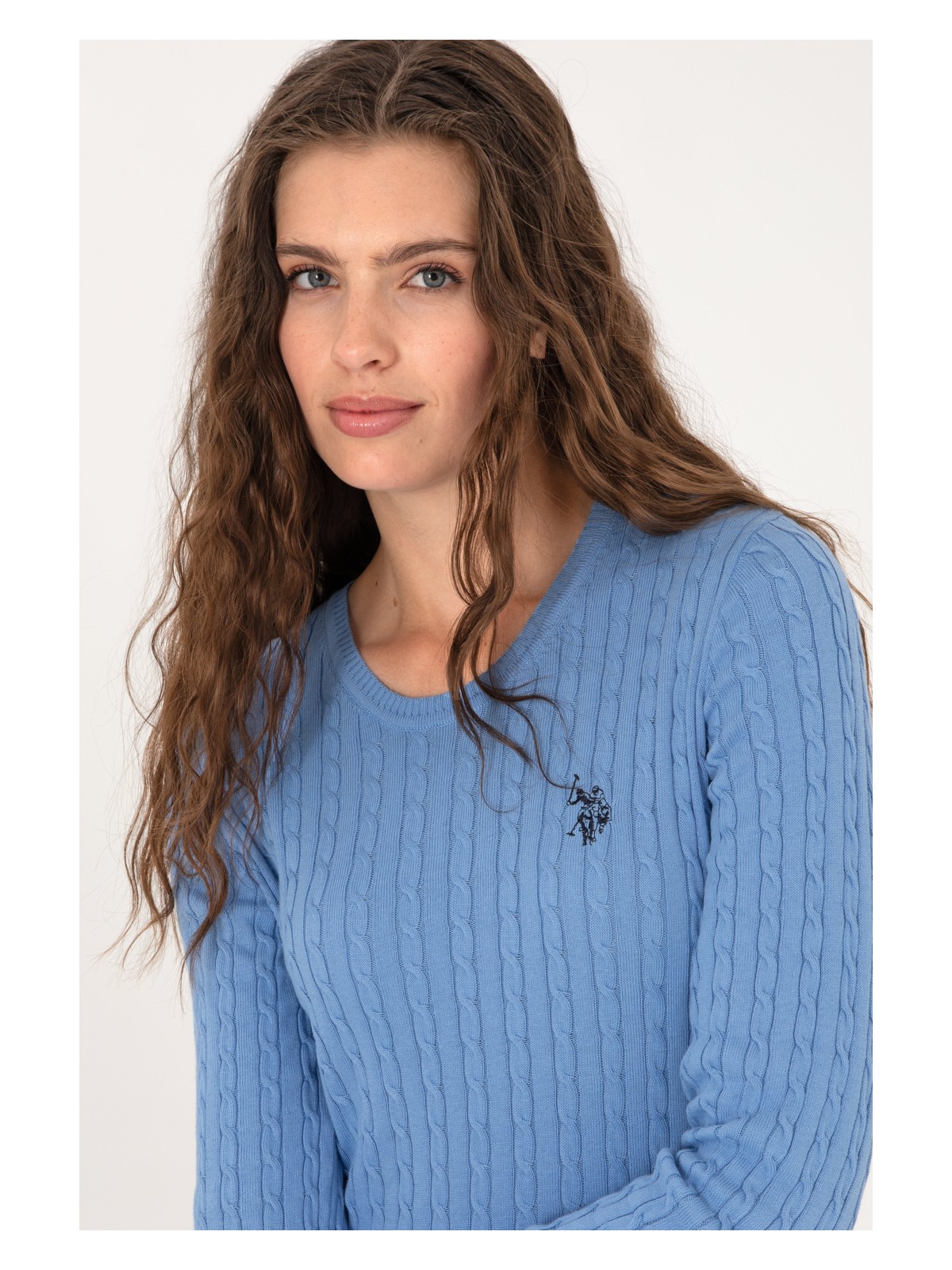U.S. Polo Assn. Kadın Açık Mavi Bisiklet Yaka Basic Kazak 50313626-VR003 - Görsel 2