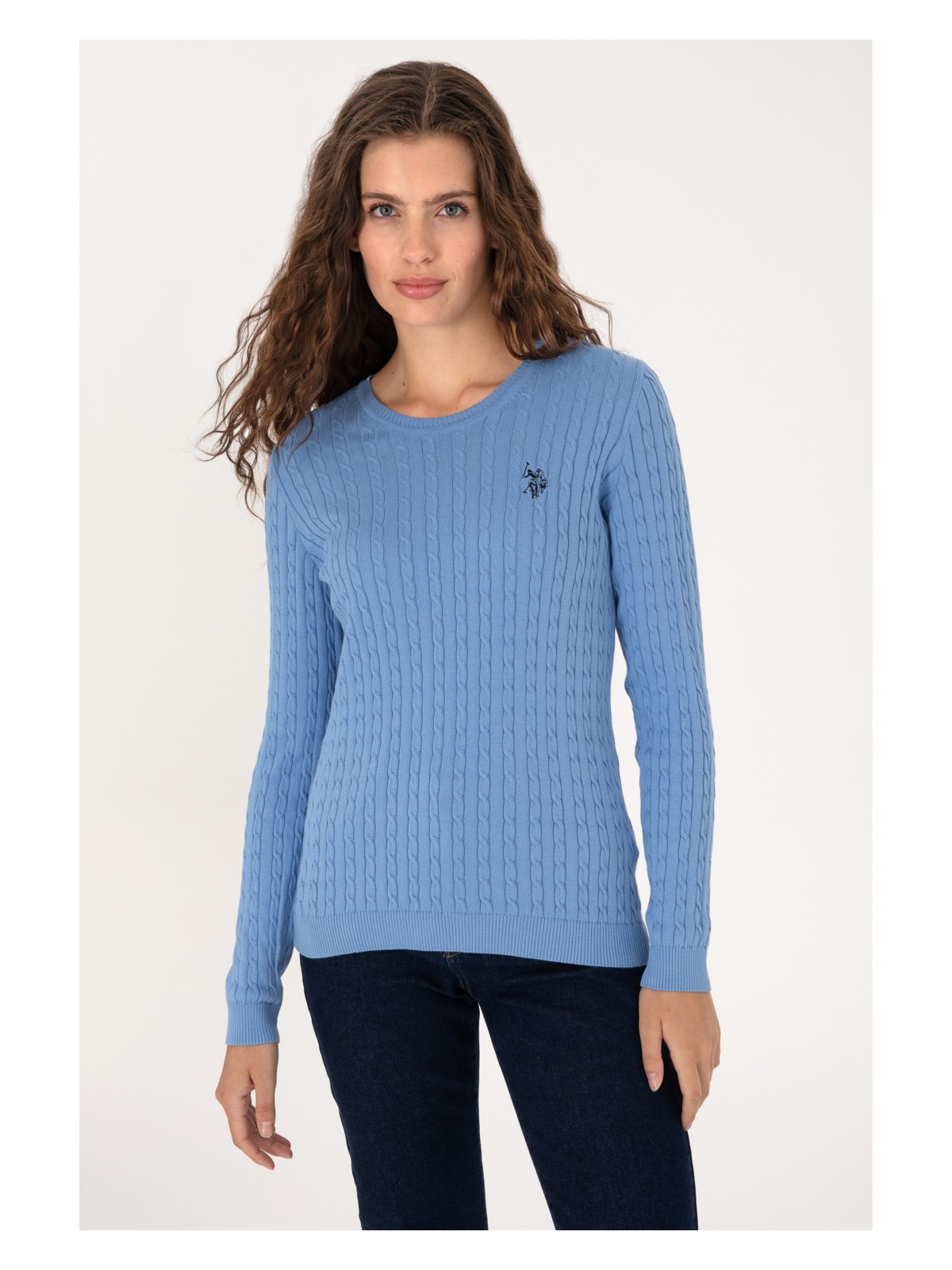 U.S. Polo Assn. Kadın Açık Mavi Bisiklet Yaka Basic Kazak 50313626-VR003 - Görsel 3