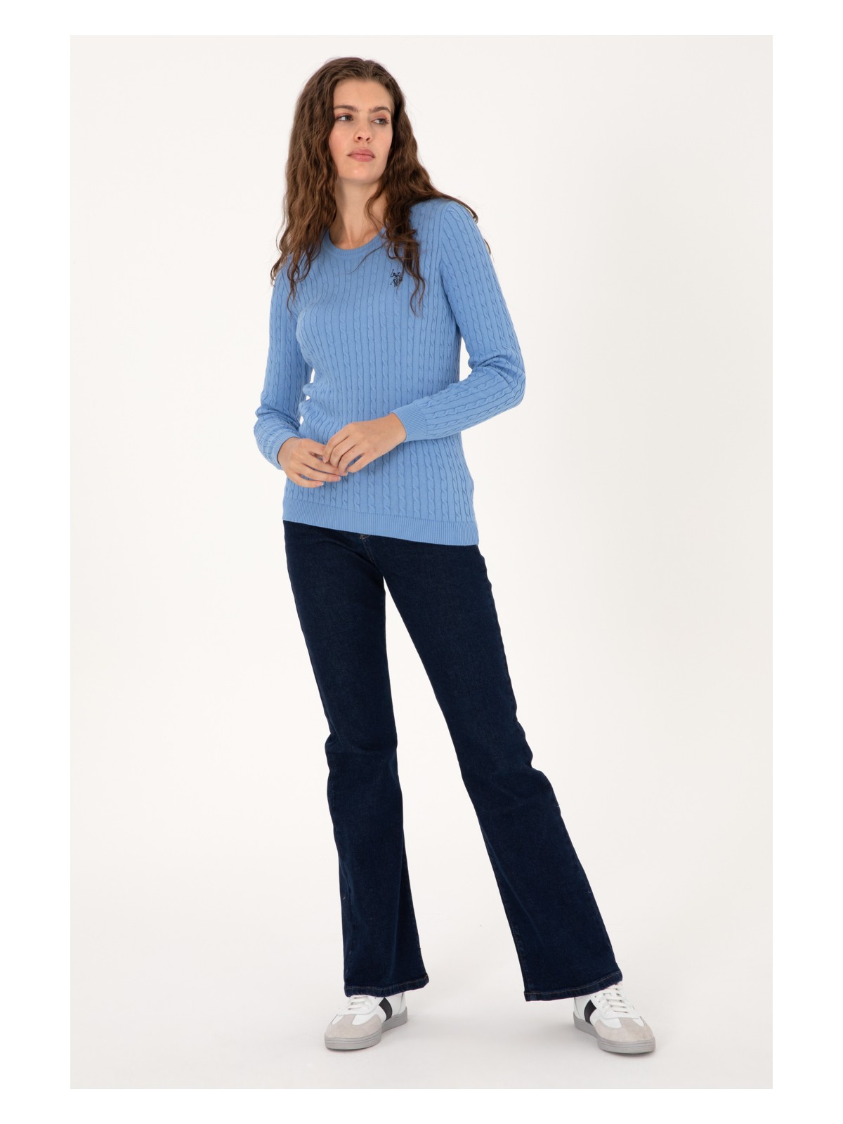 U.S. Polo Assn. Kadın Açık Mavi Bisiklet Yaka Basic Kazak 50313626-VR003 - Görsel 4