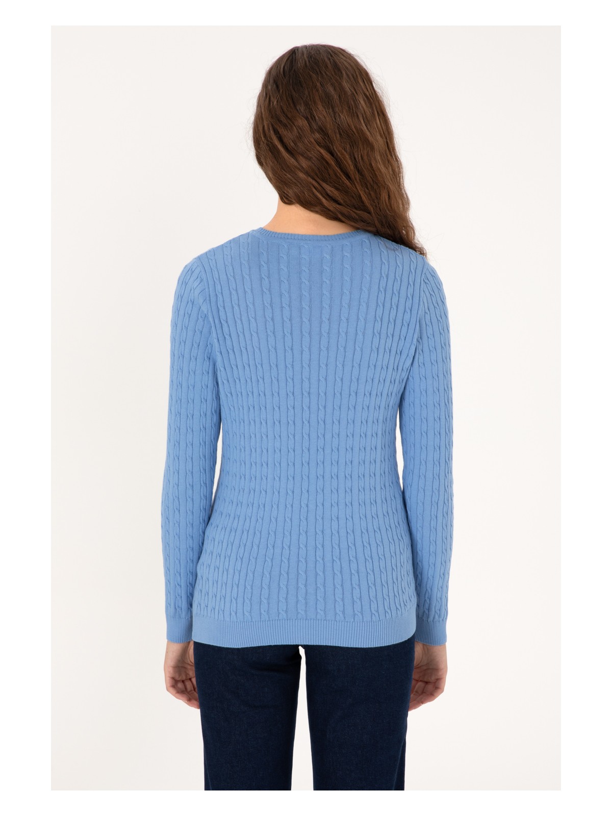 U.S. Polo Assn. Kadın Açık Mavi Bisiklet Yaka Basic Kazak 50313626-VR003 - Görsel 5
