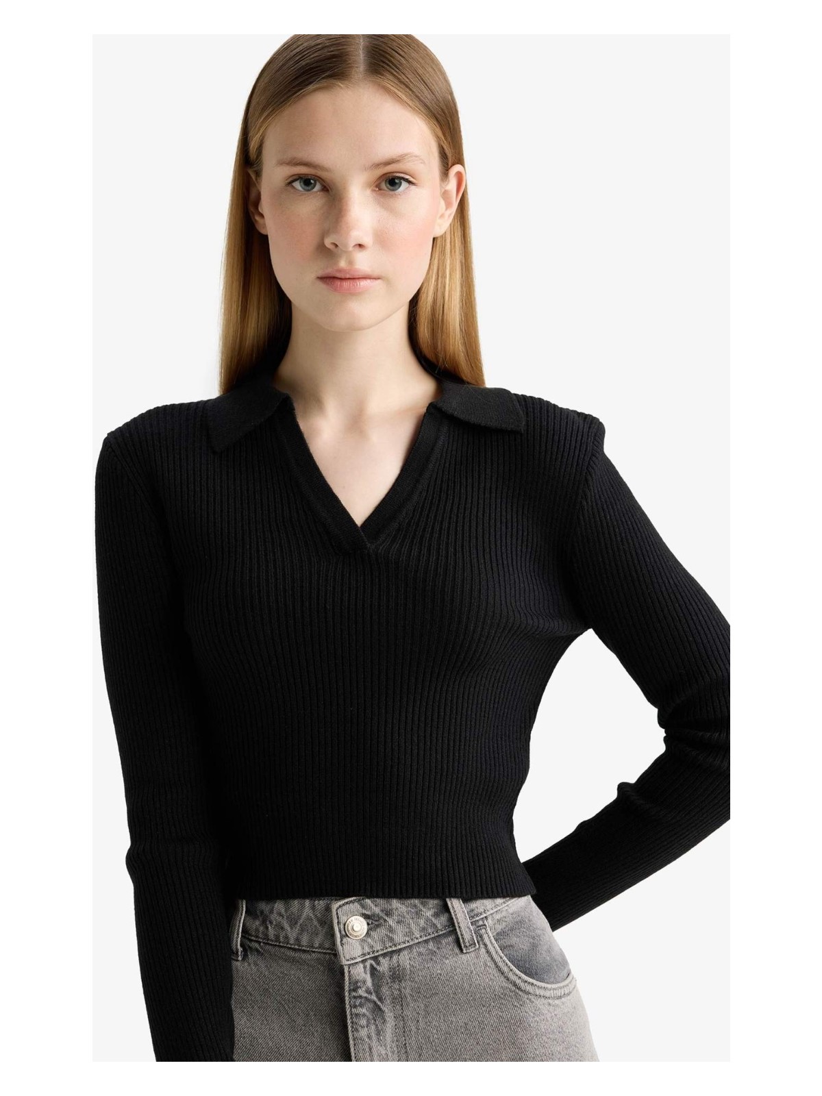 DeFacto Slim Fit Dar Kesim Polo Yaka Triko Kazak X4929AZ25WN - Görsel 3