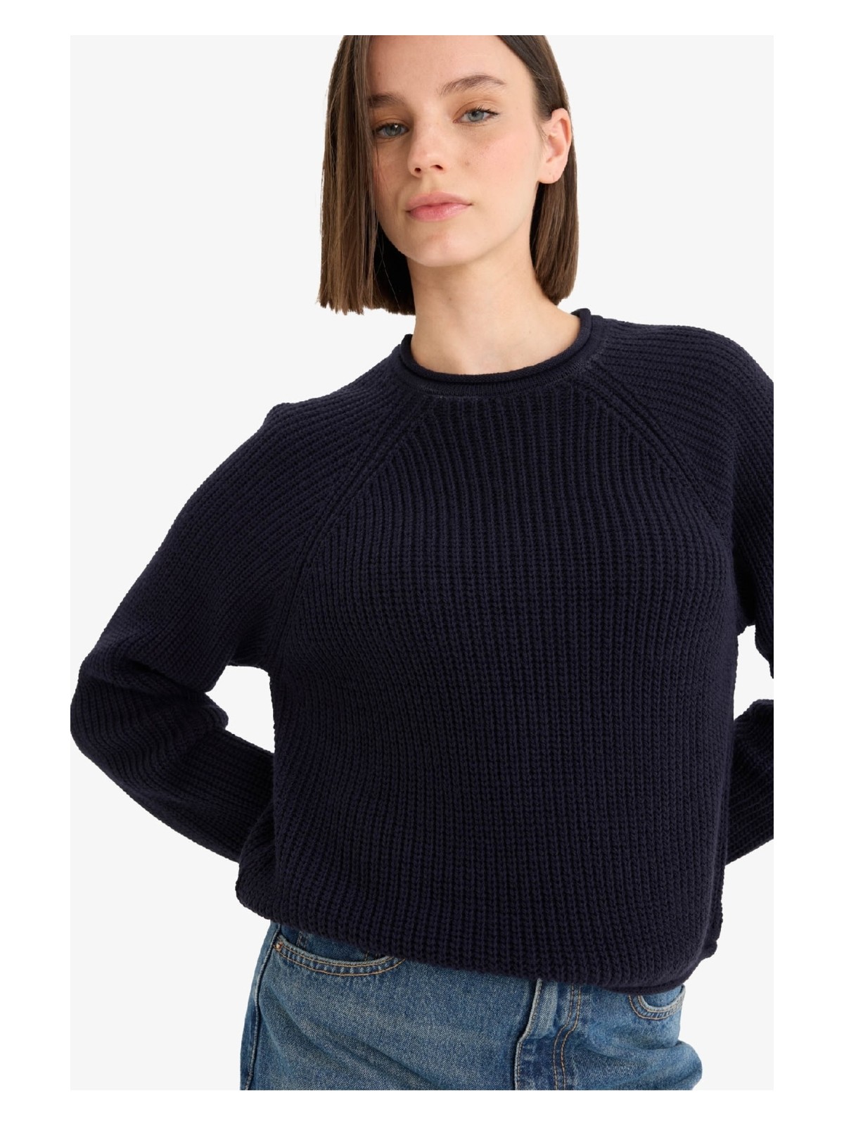 DeFacto Regular Fit Bisiklet Yaka Triko Kazak L2567AZ25WN - Görsel 5