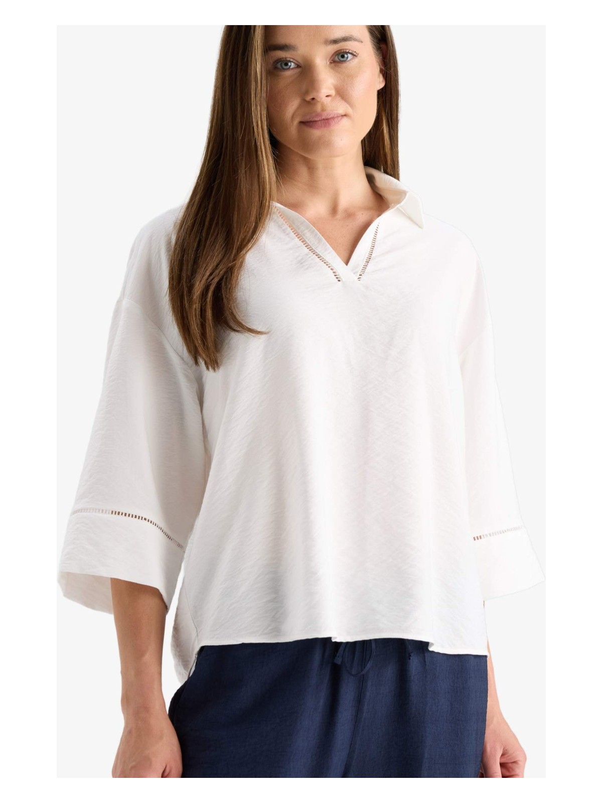 DeFacto Relax Fit Gömlek Yaka Uzun Kollu Bluz F4977AX25AU