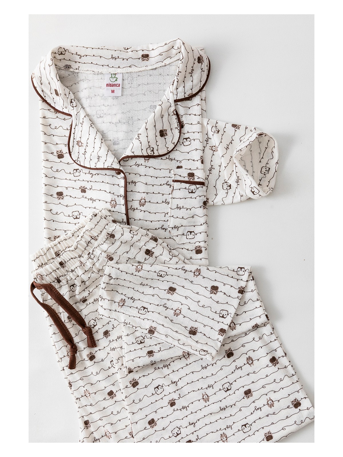 Nisanca Uzun Kol Gömlek Yaka Kadın Pinterest Pijama Takımı - Mevsimlik Kadın Pijama- Geniş Beden Aralığı - Görsel 4