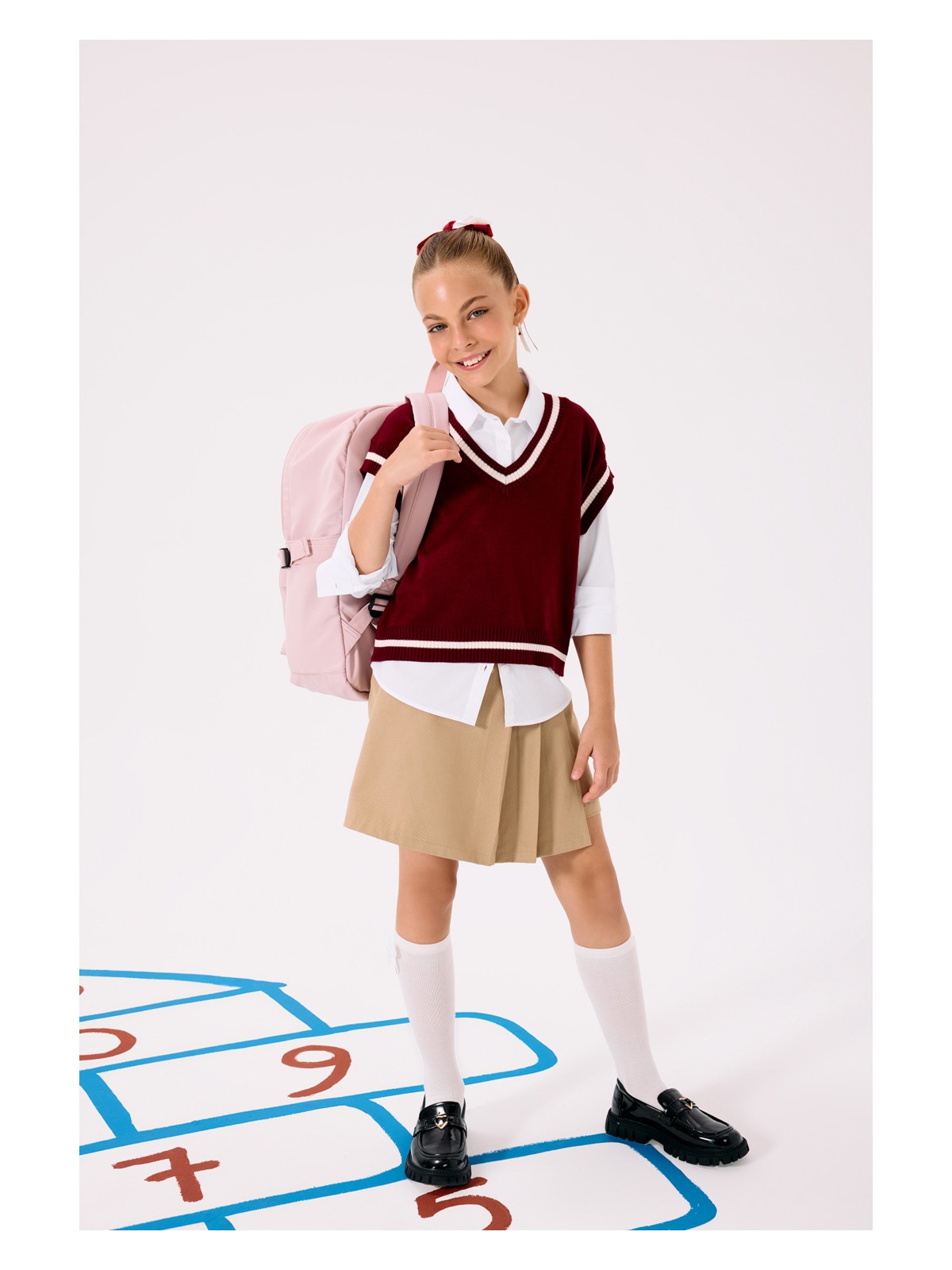 DeFacto Okul Pileli Beli Lastikli Gabardin Şort Etek Kız Çocuk F1418A825AU