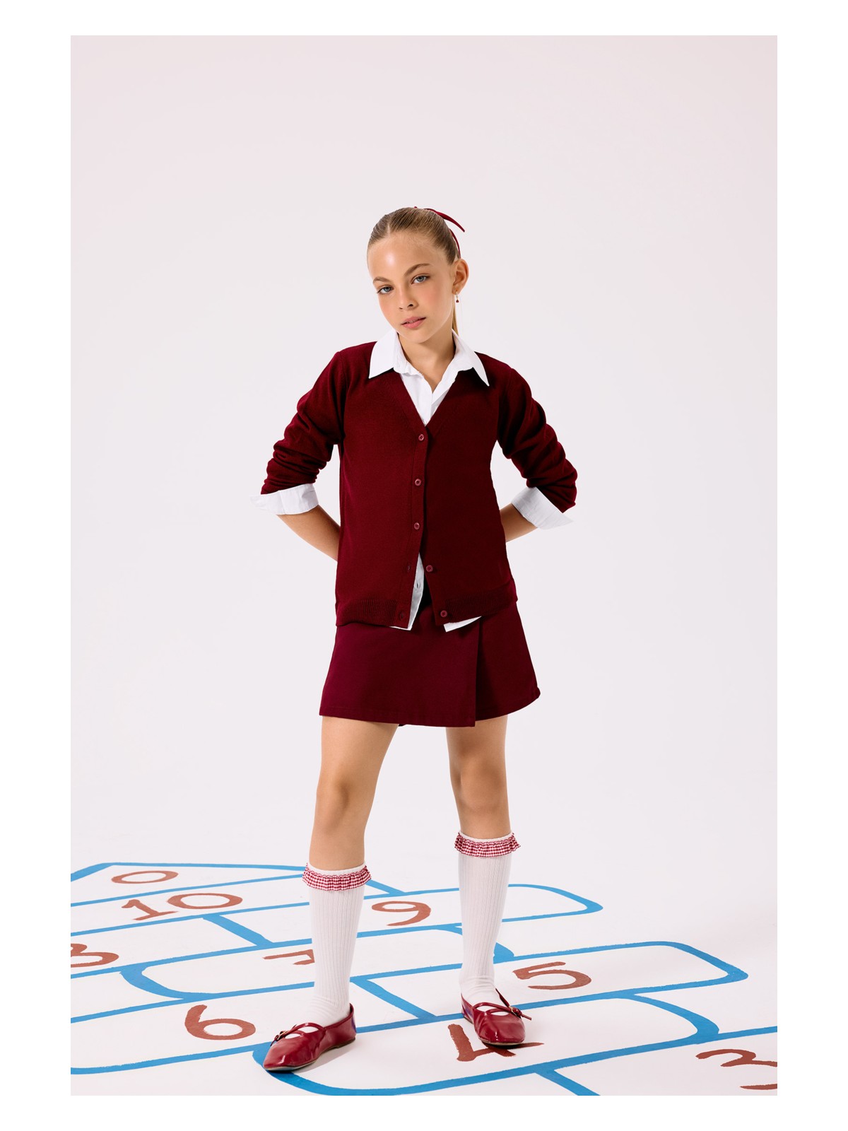 DeFacto Okul Beli Lastikli Gabardin Şort Etek Kız Çocuk F1434A825AU