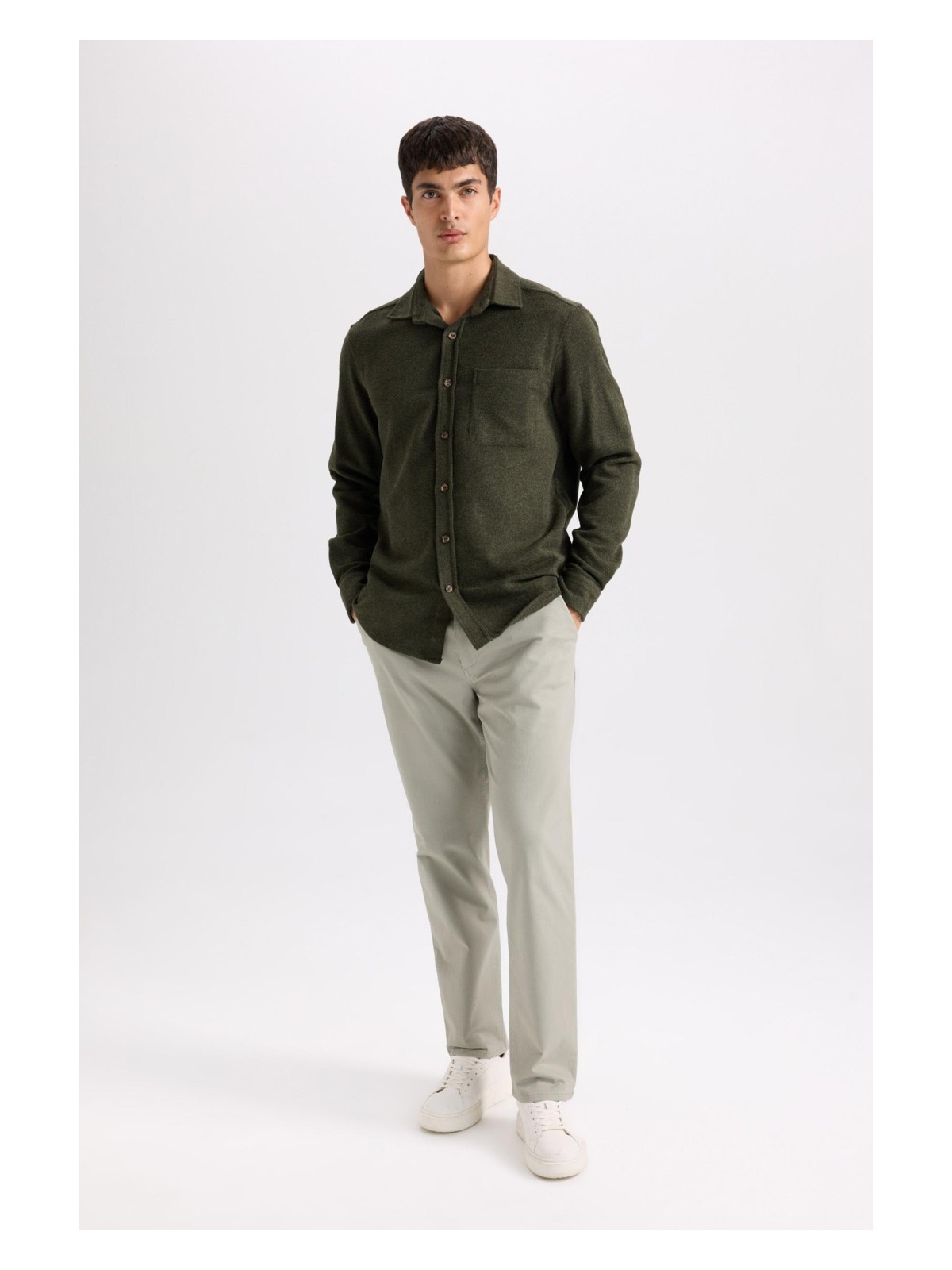 DeFacto Regular Fit Normal Kesim Yazlık Düz Paça Chino Kanvas Pantolon D7349AX25SP - Görsel 8