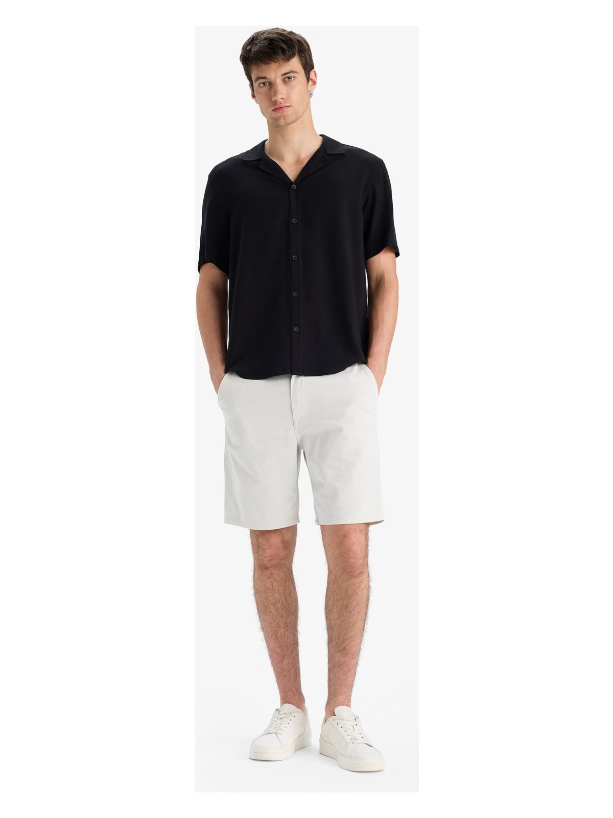 DeFacto %100 Pamuk Regular Fit Bermuda Şort E1231AX25SM - Görsel 2