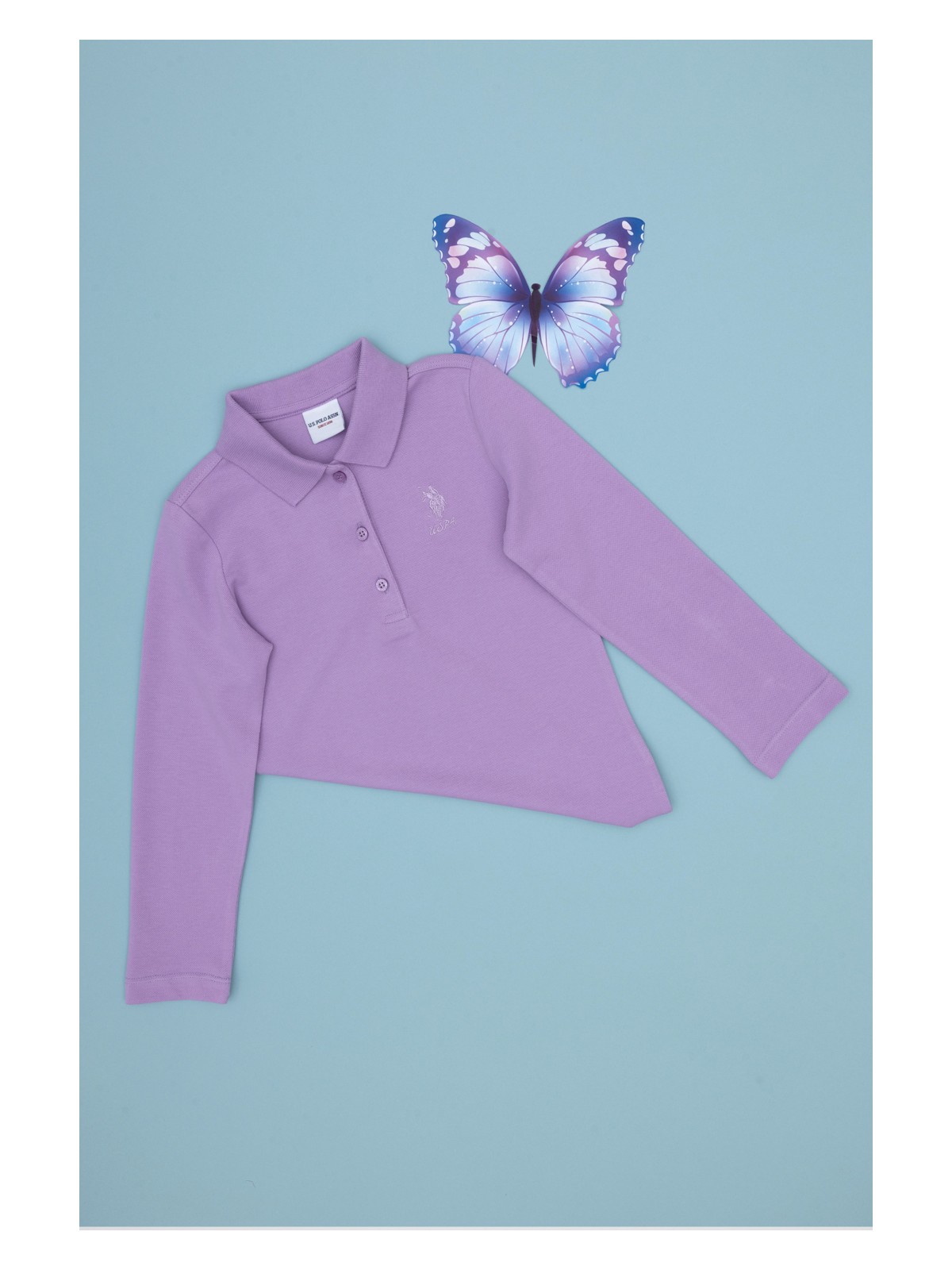 U.S. Polo Assn. Kız Çocuk Fuşya Polo Yaka Basic Sweatshirt 50316836-VR023 - Görsel 4