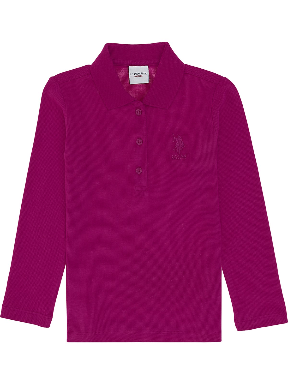 U.S. Polo Assn. Kız Çocuk Fuşya Polo Yaka Basic Sweatshirt 50316836-VR023
