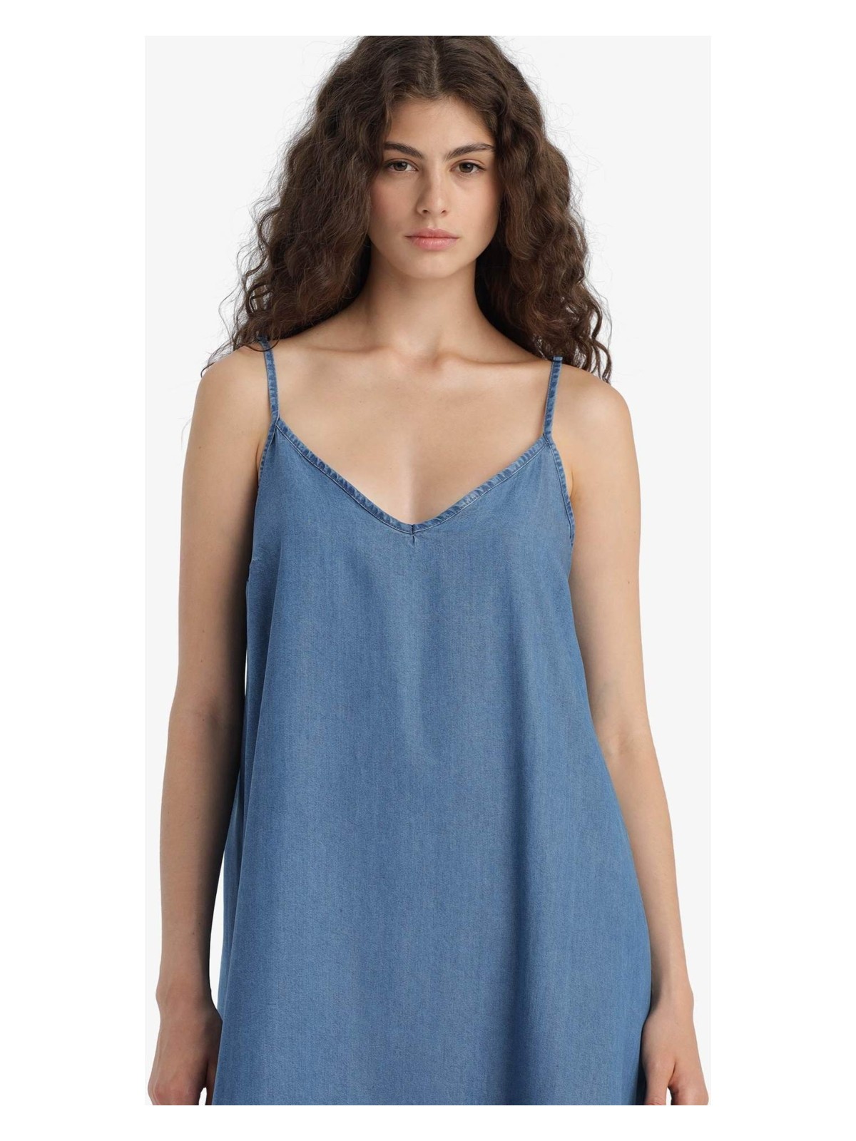 DeFacto Fashion Fit Akışkan Kumaş İnce Askılı Maxi Elbise D8258AX25SM - Görsel 3