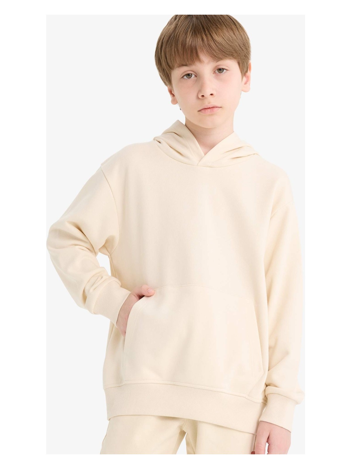 DeFacto Basic Düz Kapüşonlu Okul Sweatshirt Erkek Çocuk E9558A825AU