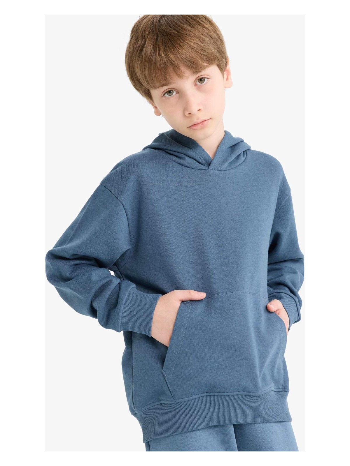 DeFacto Basic Düz Kapüşonlu Okul Sweatshirt Erkek Çocuk E9558A825AU - Görsel 5
