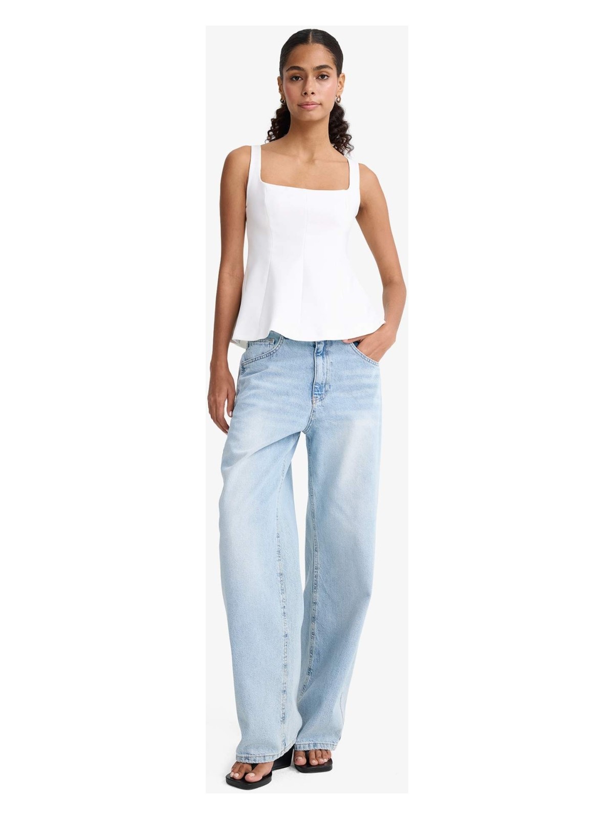 DeFacto Fitted Kare Yaka Askılı Bluz F3471AX25AU - Görsel 2
