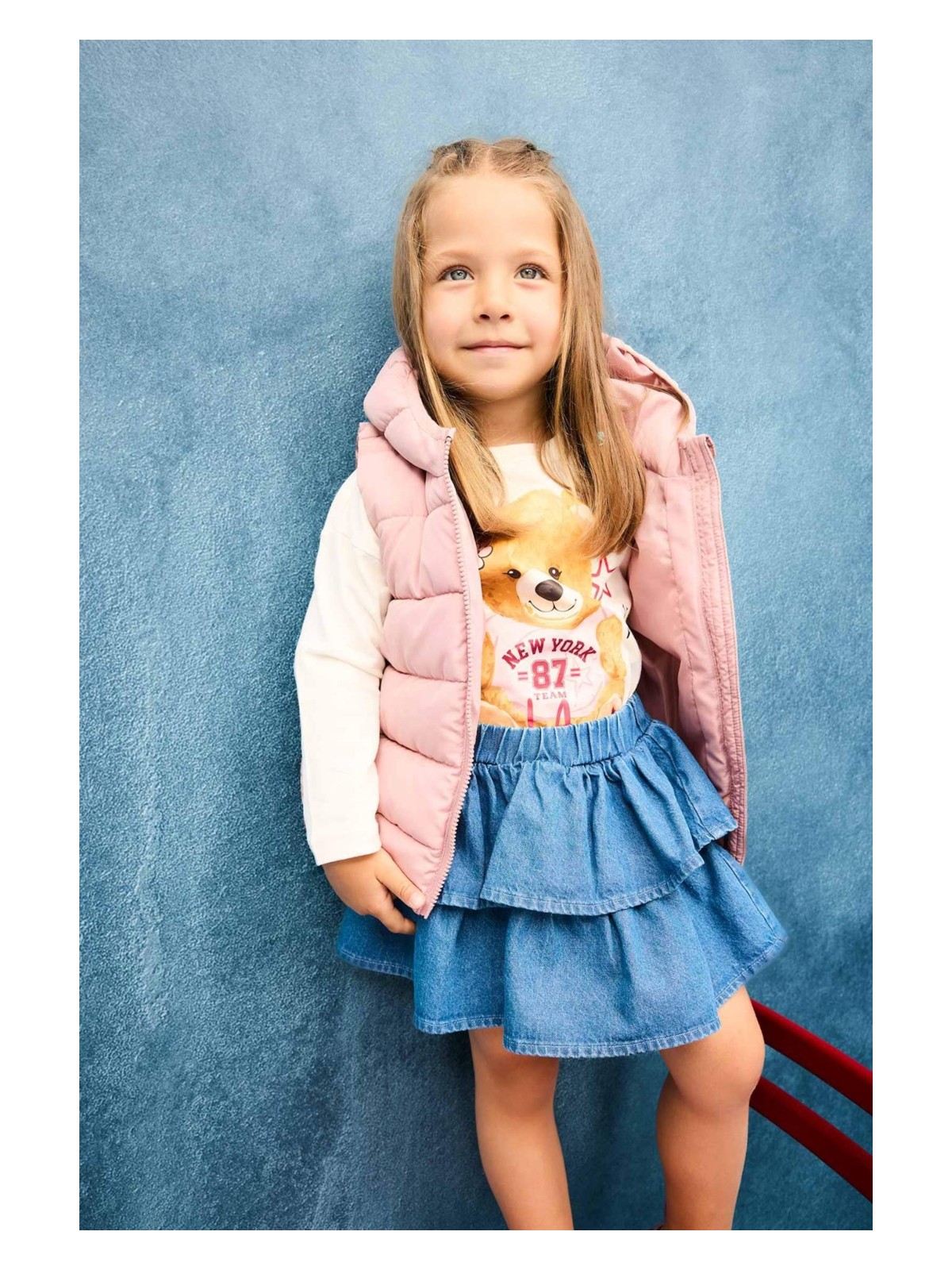 DeFacto Bisiklet Yaka Ayı Baskılı Uzun Kollu Tişört Kız Bebek F3760A525AU