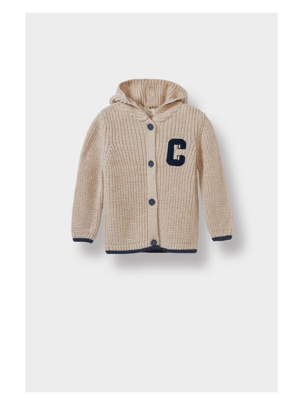 DeFacto Triko Kapüşonlu Harf Nakışlı Düğmeli Hırka Erkek Bebek C8863A525AU - Görsel 3