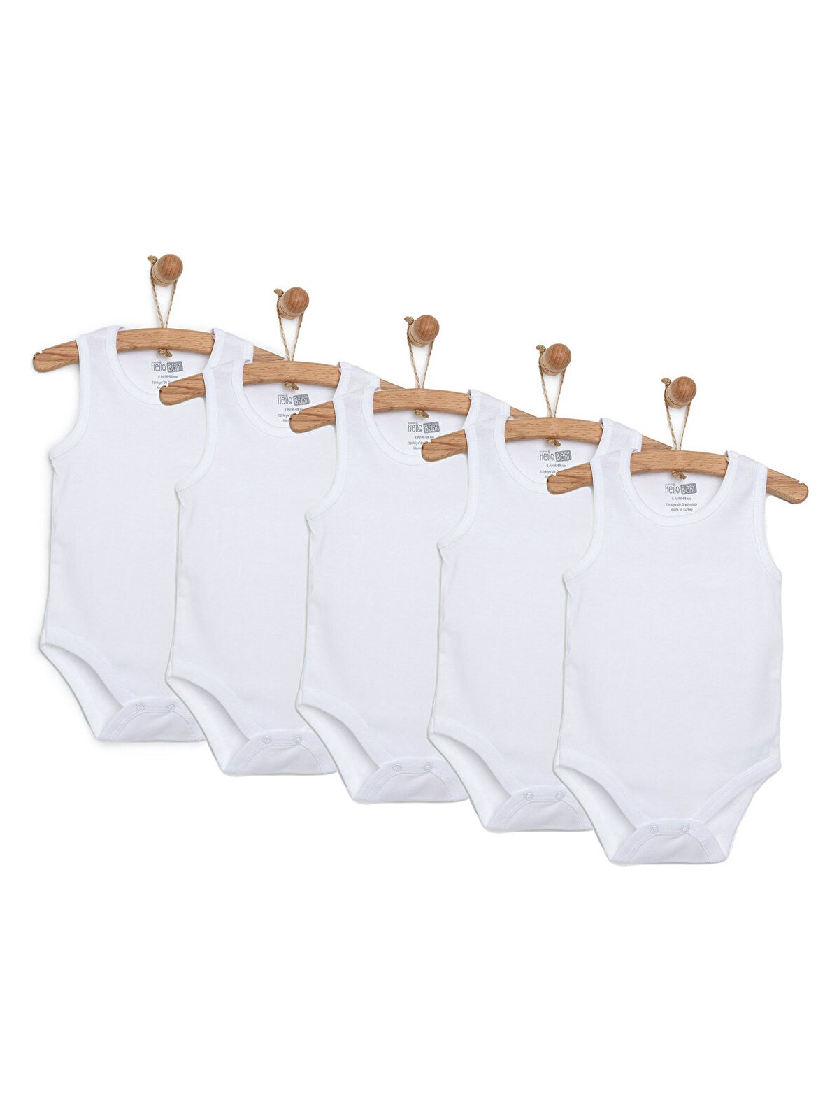 HelloBaby Unisex 5li Beyaz Body Zarf Yaka Atlet Kol Beyaz