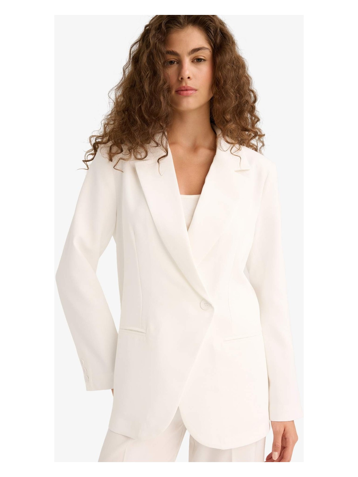 DeFacto Fitted Ceket Yaka Tafta Krep Blazer Ceket F8035AX25AU